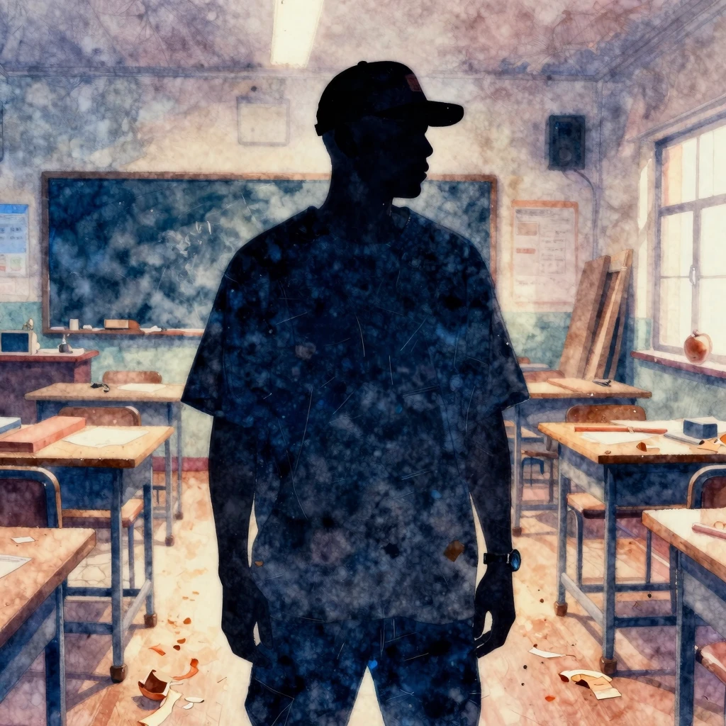 Watercolor style. Silhouette of a middle-aged man in a baseb...