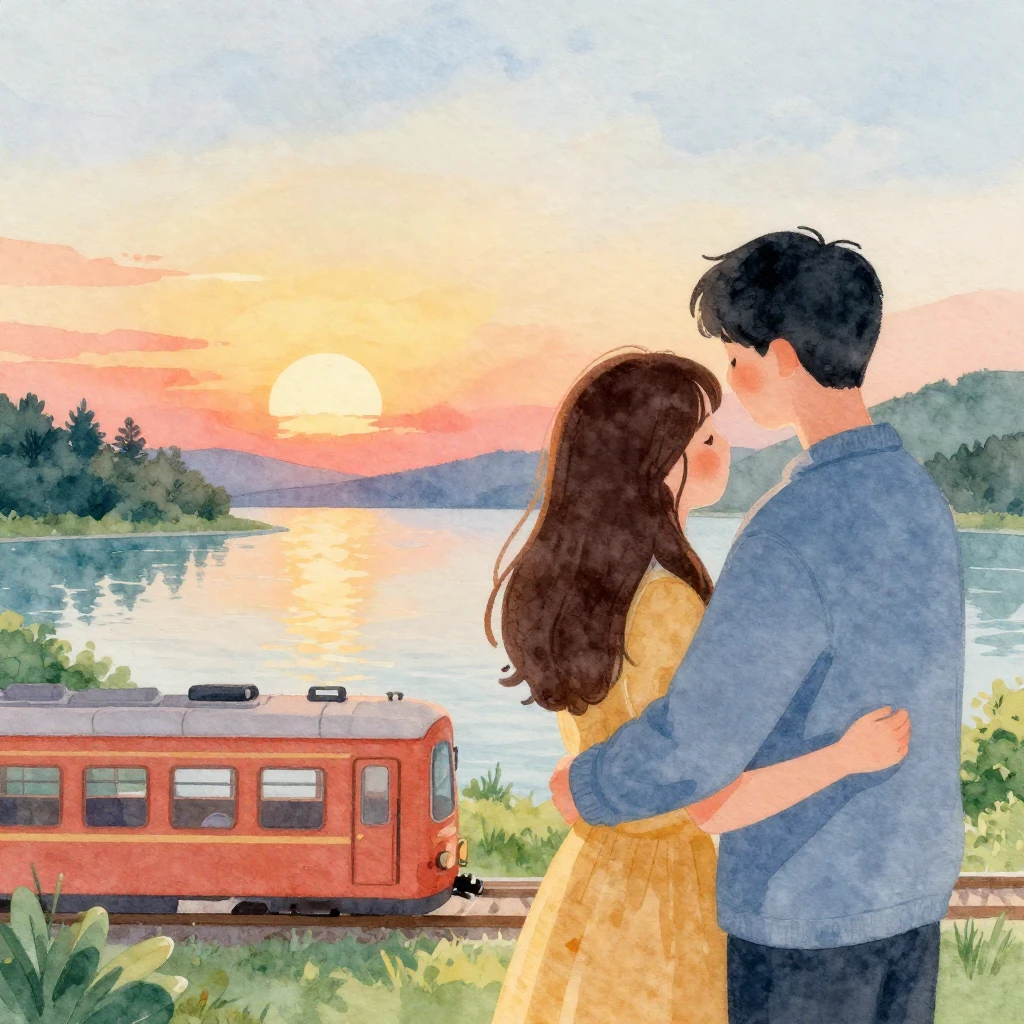Vibrant watercolor illustration depicting enduring love and ...