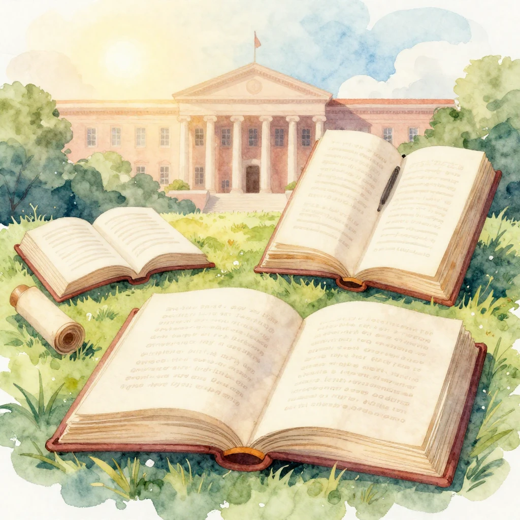 A vibrant watercolor illustration subtly incorporating acade...