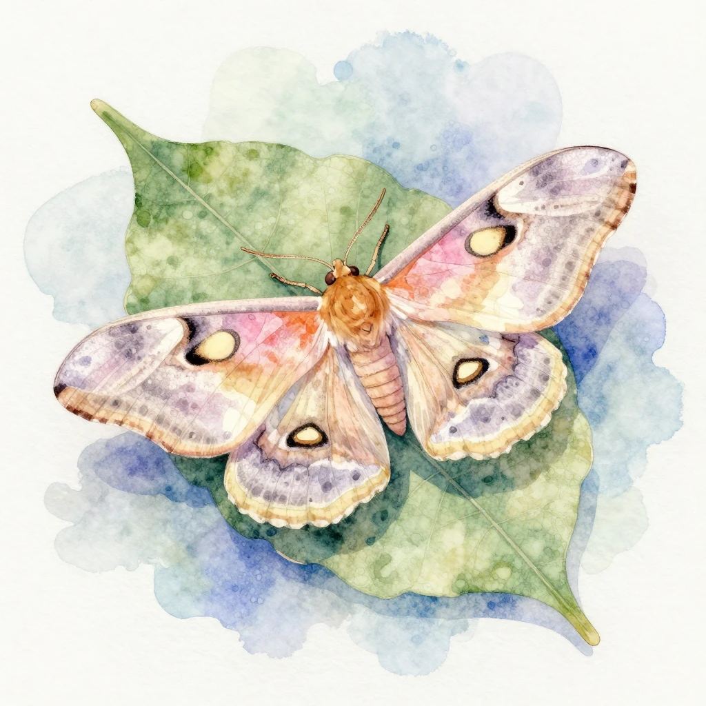 A delicate moth with intricate wing patterns, resting on a m...