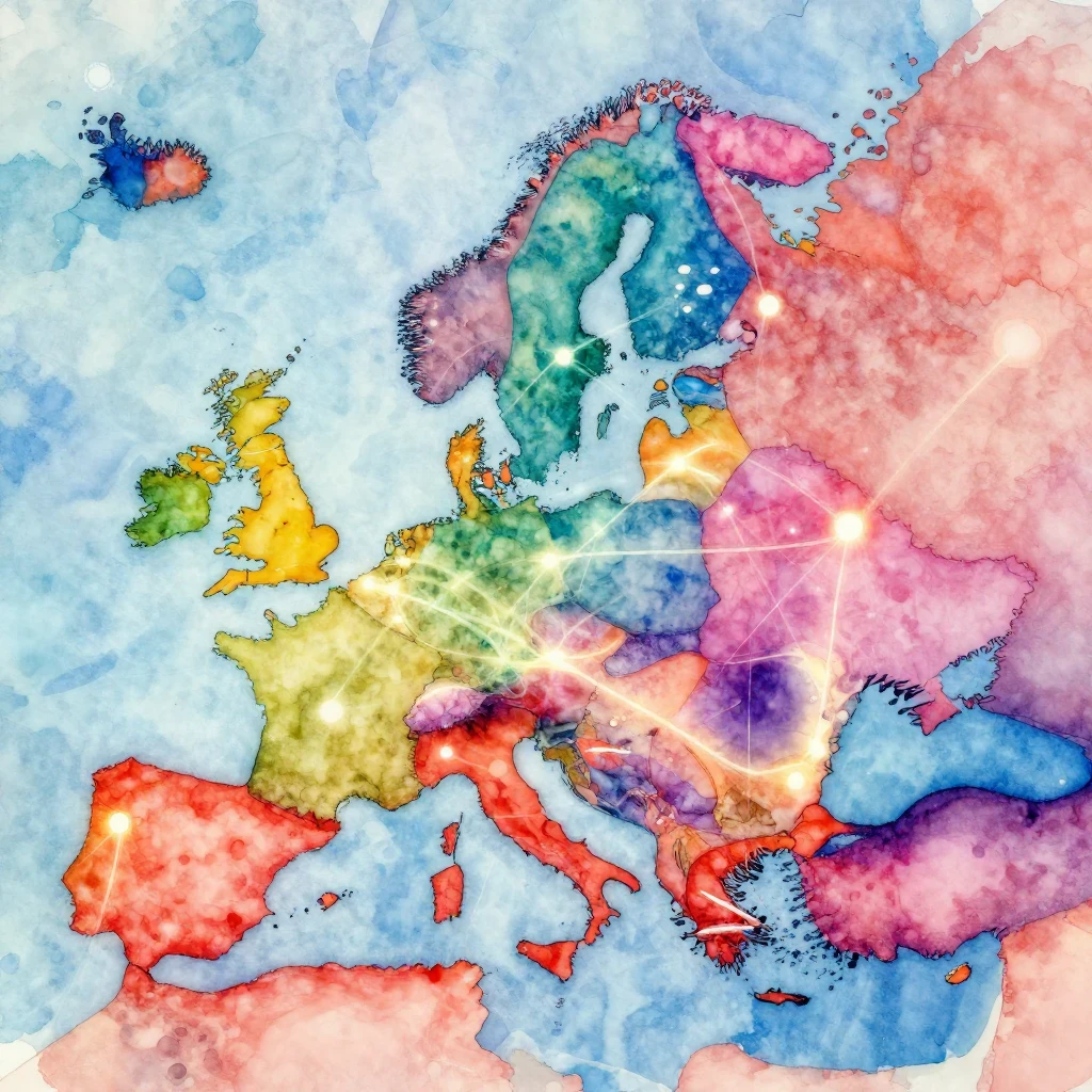 Vibrant watercolor abstract art, modern Slavic aesthetic, ab...