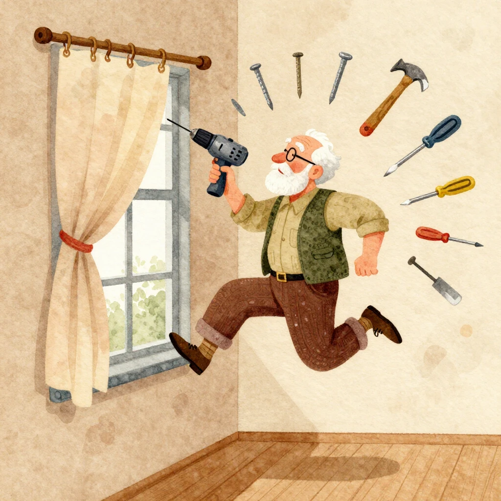 A vibrant watercolor and folk art illustration of an elderly...