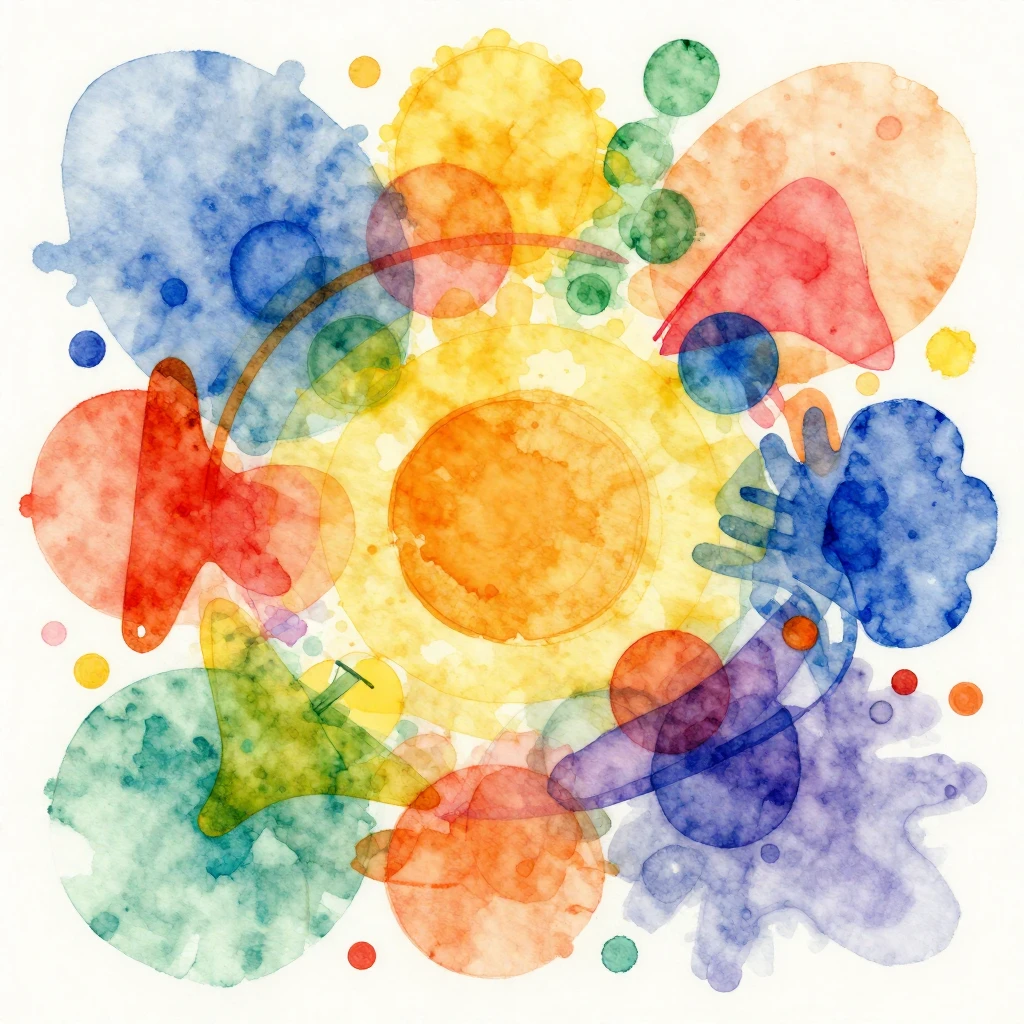 A vibrant, celebratory abstract album cover in watercolor st...