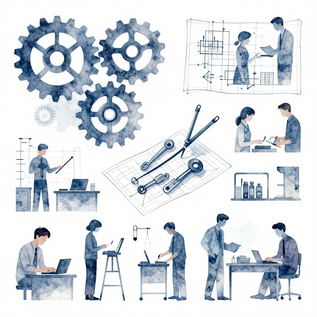 An abstract watercolor illustration depicting elements relat...