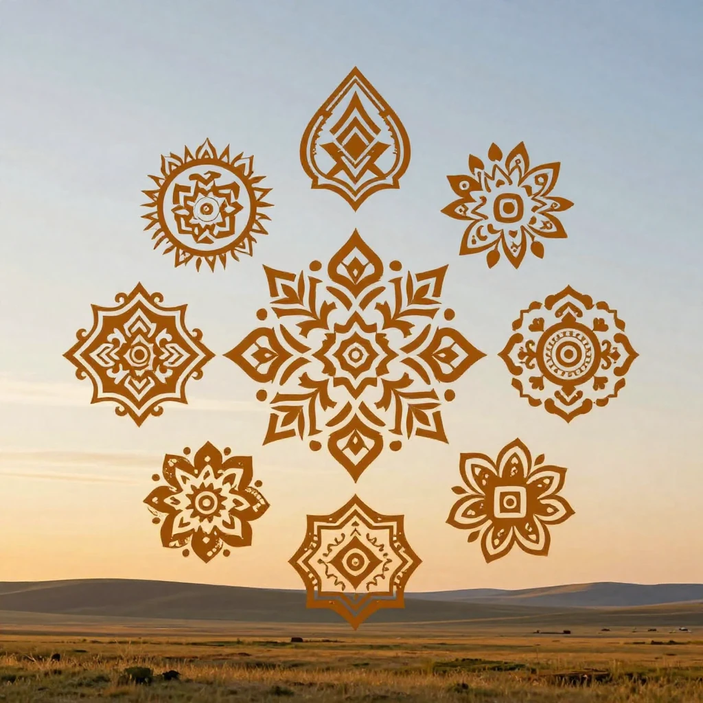 Stylized ethnic patterns inspired by Buryat and Evenk orname...