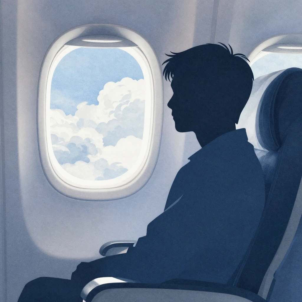 A minimalist silhouette of a person sitting in a comfortable...