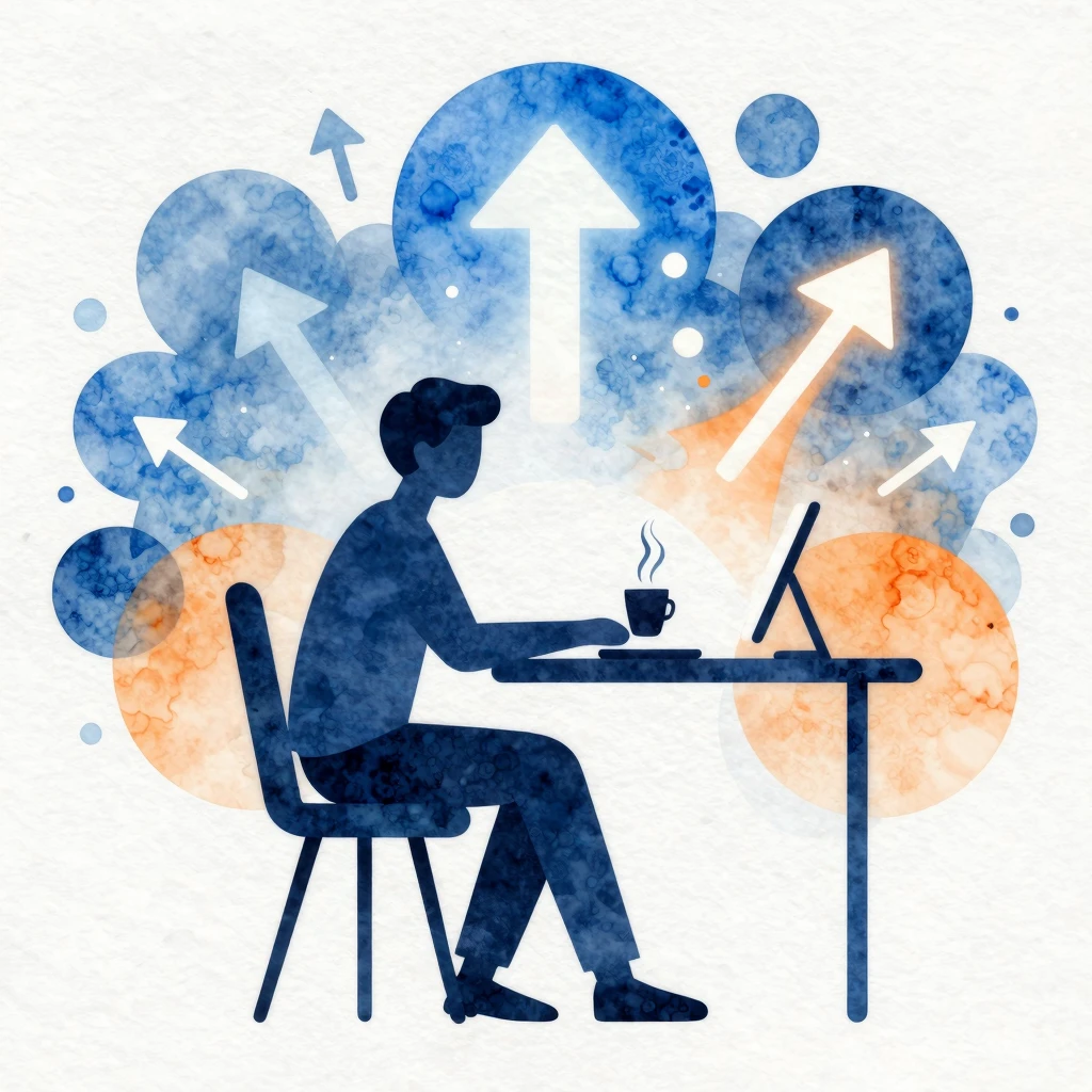 Watercolor style. A stylized silhouette of a person sitting ...