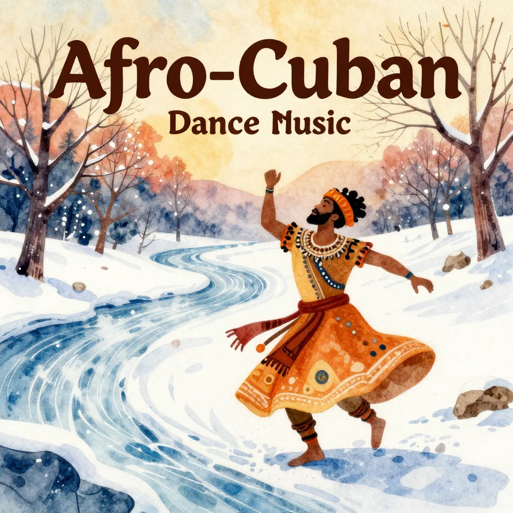 Vibrant watercolor illustration for an Afro-Cuban dance musi...