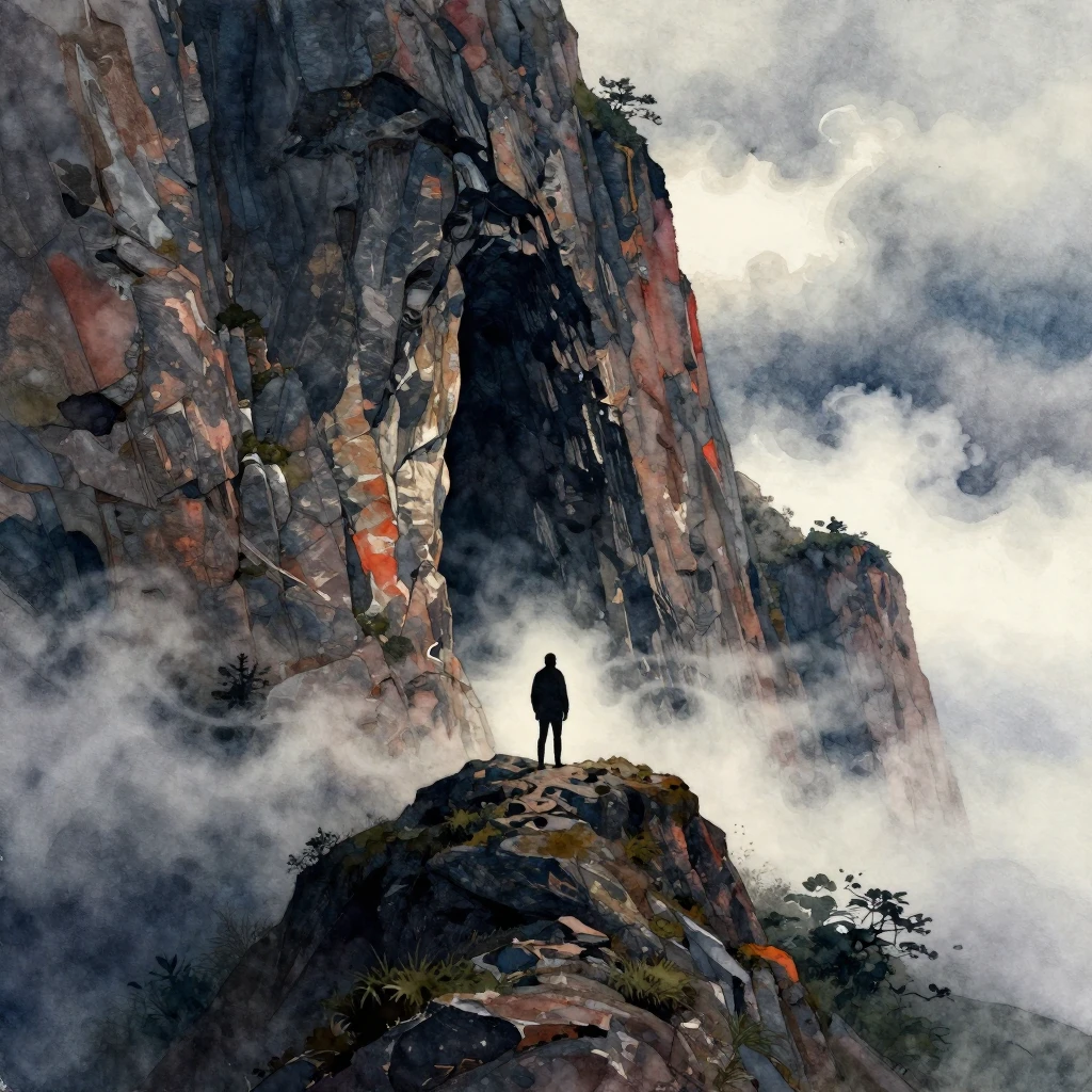 A lone silhouette of a person standing at the entrance of a ...