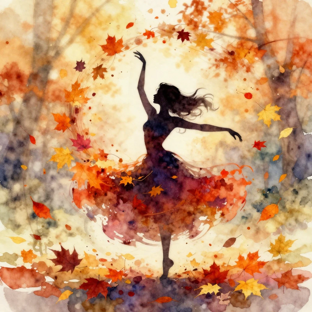 A vibrant watercolor painting of a silhouette of a woman, gr...