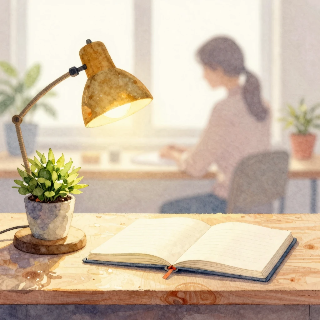 Watercolor style. A cozy kindergarten office with a warm des...