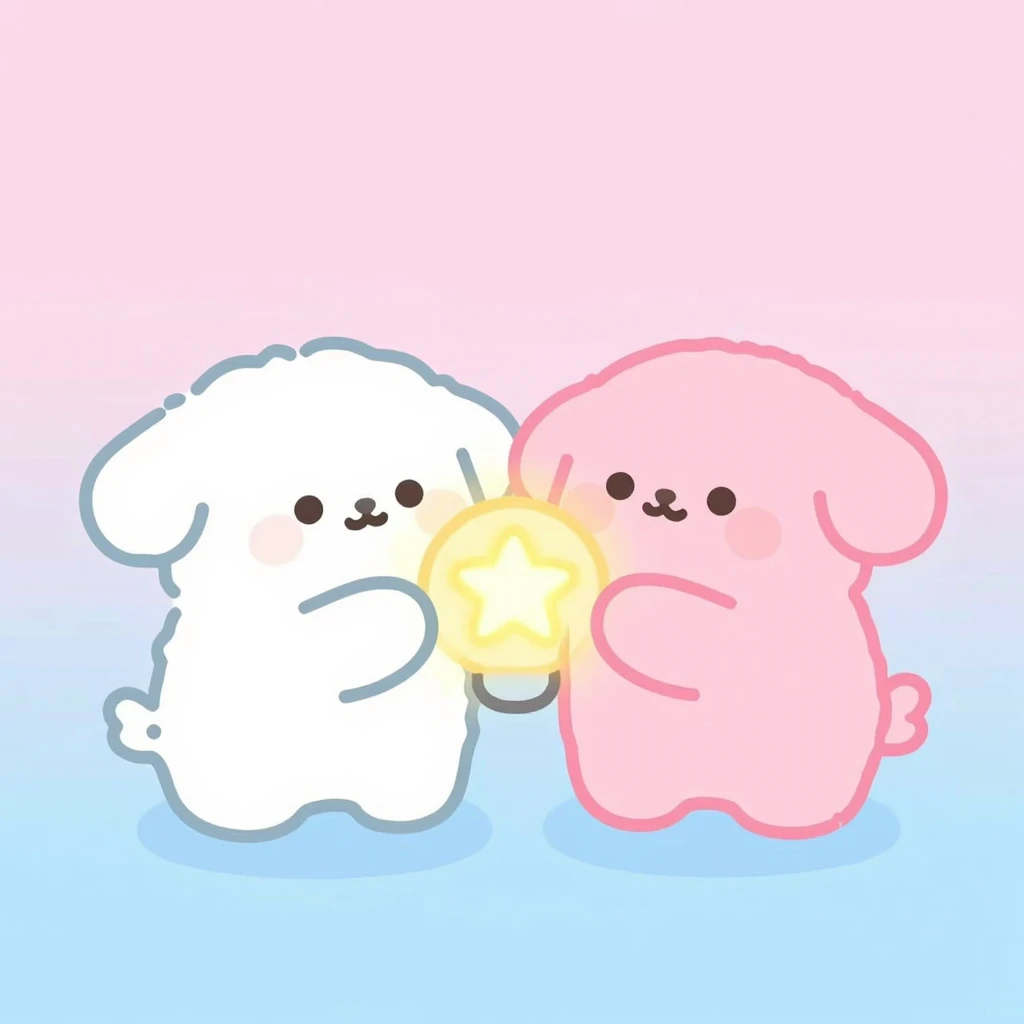 Watercolor style. Cute vector art of two soft, rounded abstr...