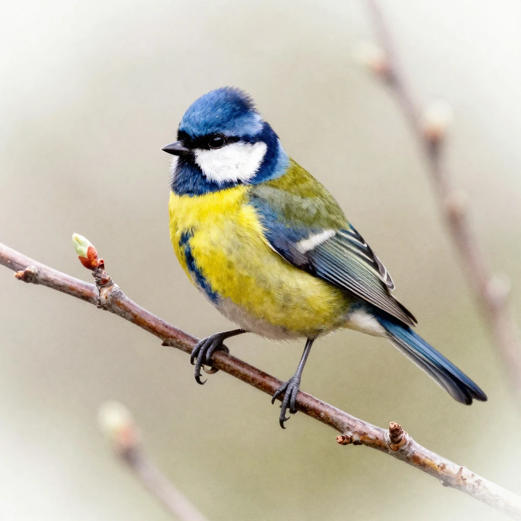 A delicate watercolor illustration of a small, colorful song...