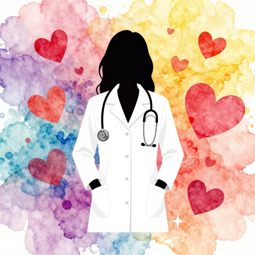 Vibrant watercolor style. Birthday celebration, medical them...