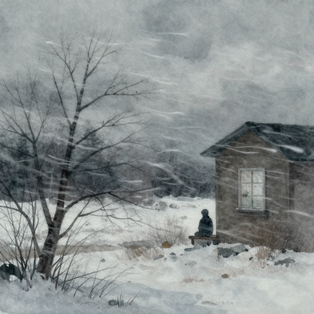 A melancholic spring landscape with cold, northern winds and...