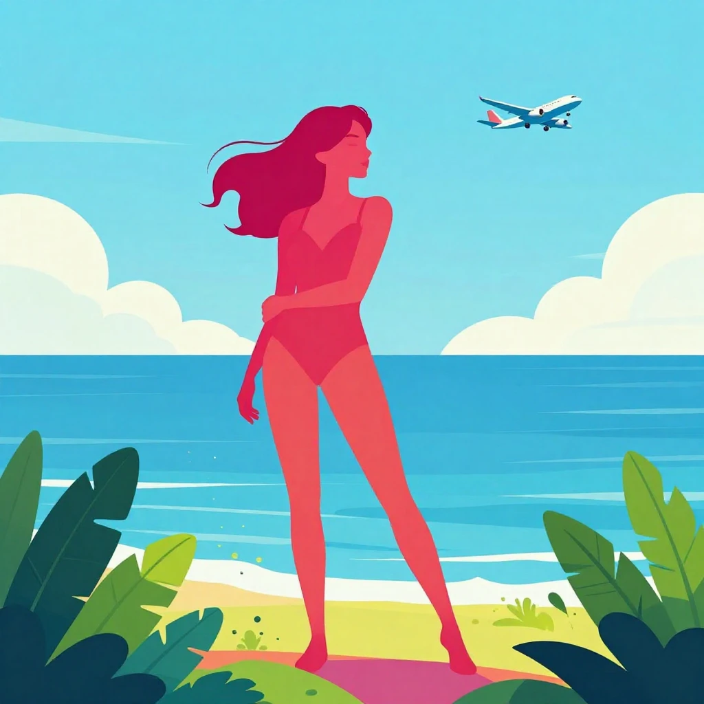 A bright, bold pop art style silhouette of a woman standing ...