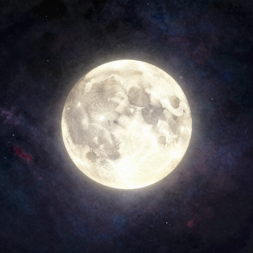 A prominent, glowing full moon as the central focus, set aga...