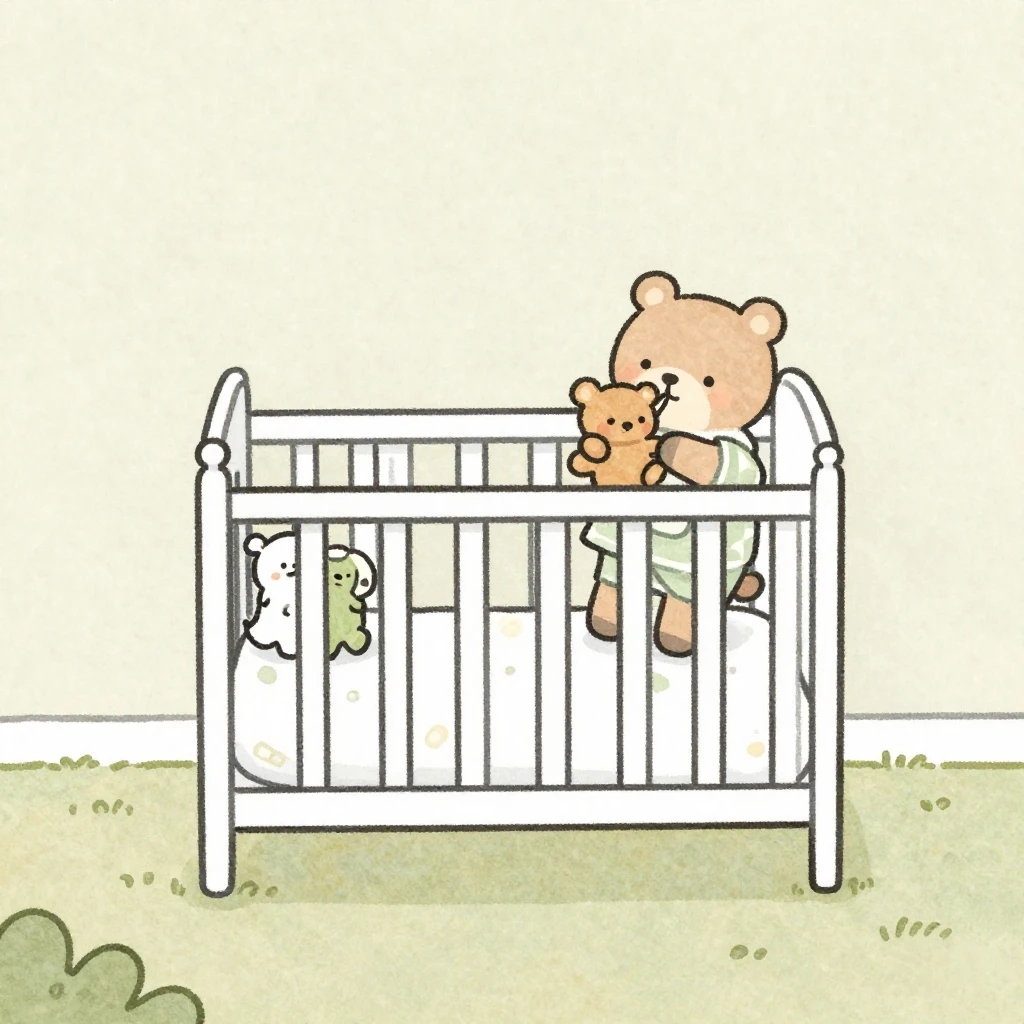 A whimsical scene depicted with simple, soft lines and muted...