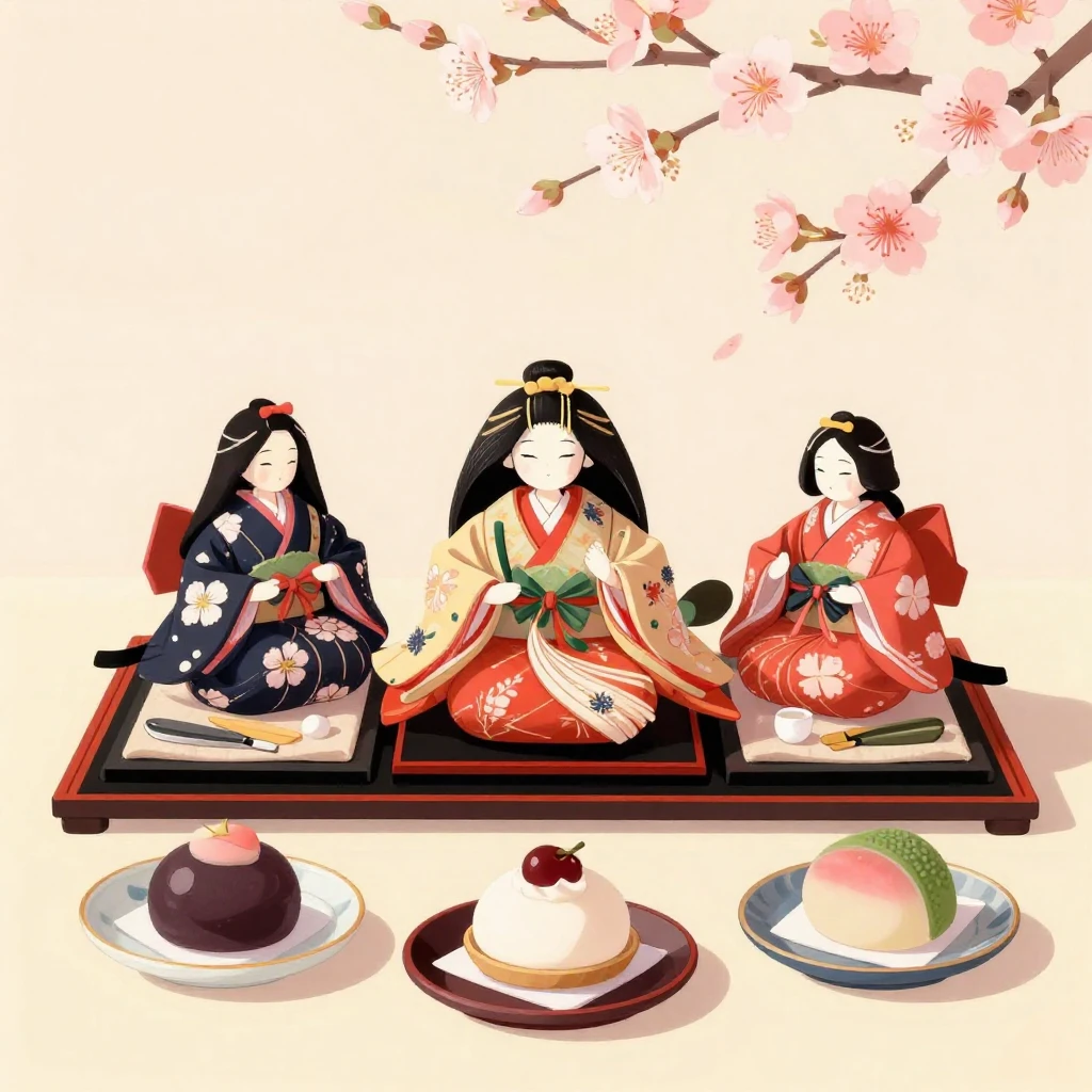 A beautiful, traditional Japanese Hinamatsuri scene with Hin...