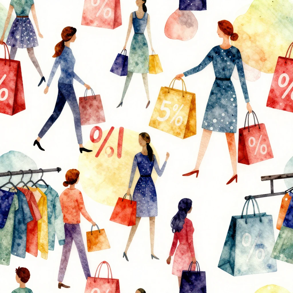 An abstract, energetic representation of a bustling shopping...