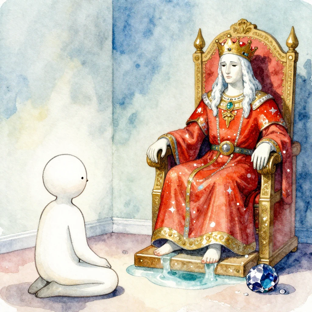 Vibrant watercolor illustration. A lone, simple figure repre...