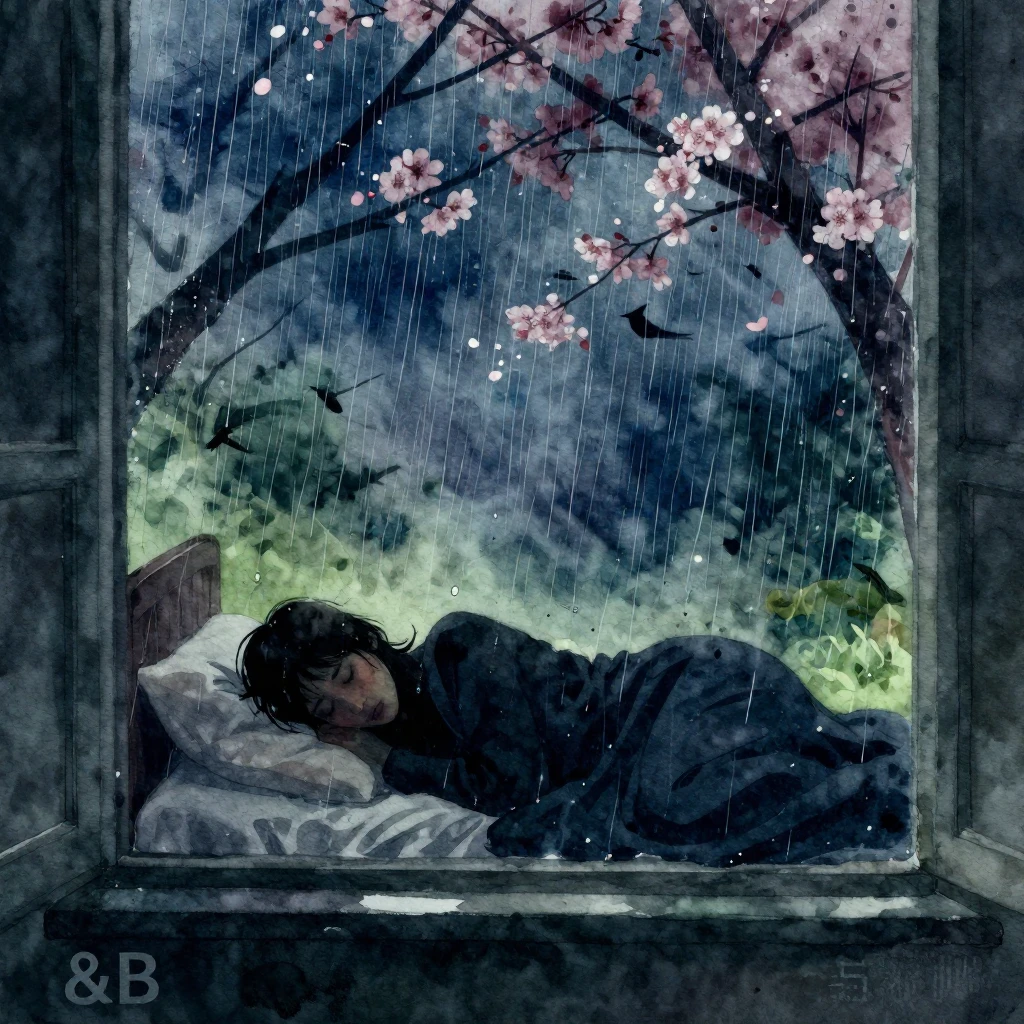 A vibrant watercolor style image of a melancholic R&B album ...