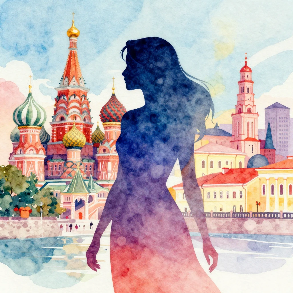 A vibrant watercolor illustration of a woman's silhouette ag...