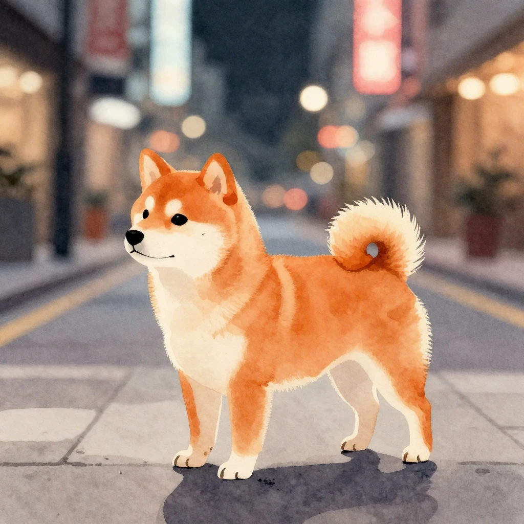 A watercolor painting of a minimalist silhouette of a small ...