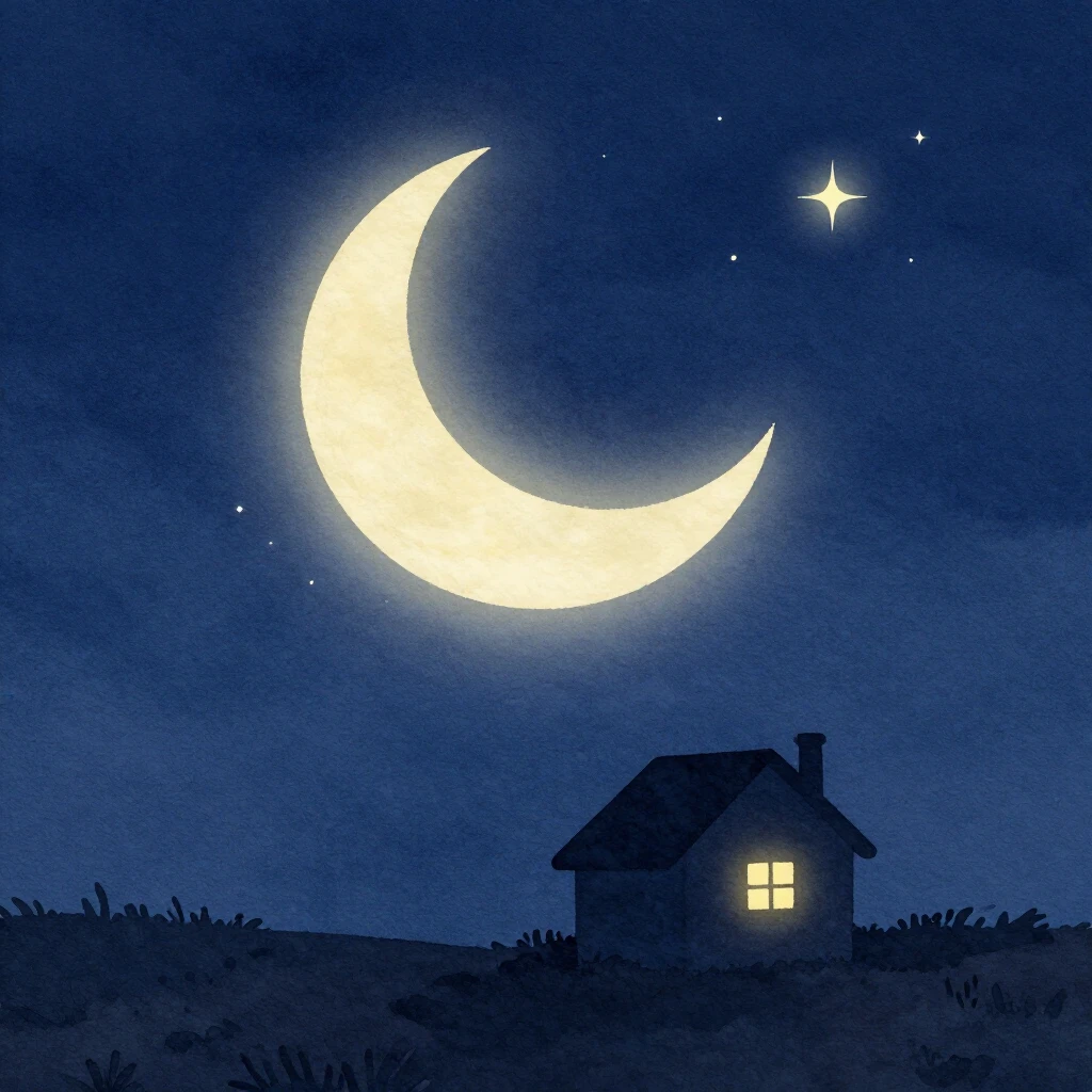 A serene, minimalist watercolor illustration. A gentle, glow...