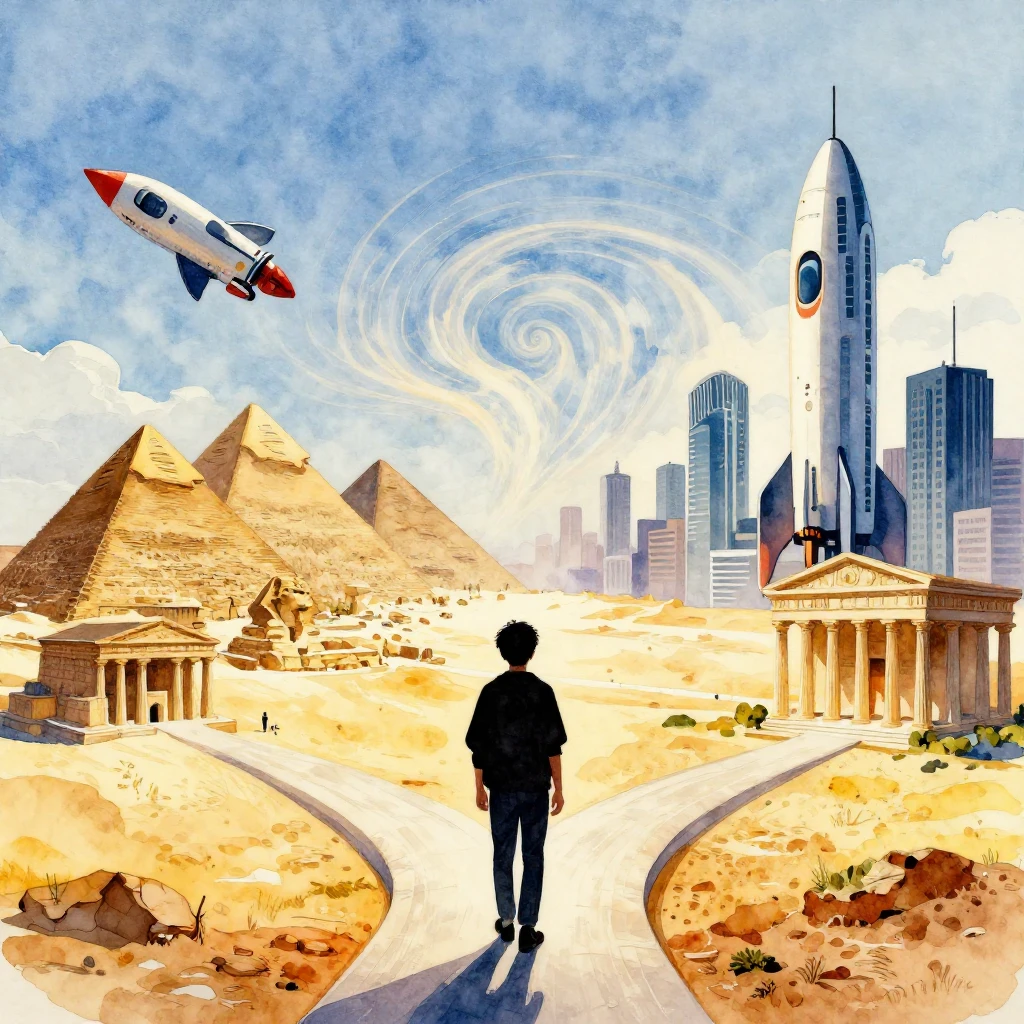 A vibrant watercolor painting of a student's silhouette at a...