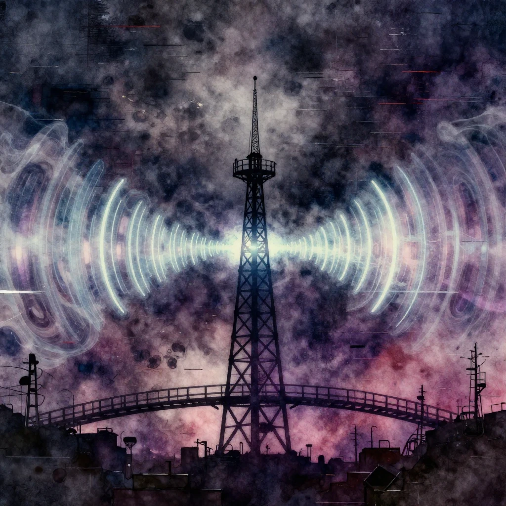 A vibrant watercolor style. Dark, glitchy, industrial rock a...