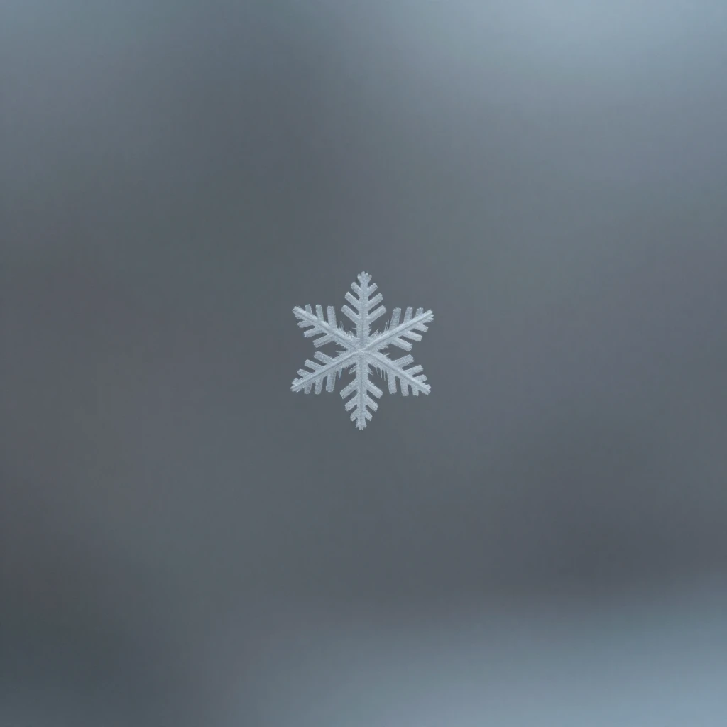 A single, delicate snowflake gently falling near a window, s...