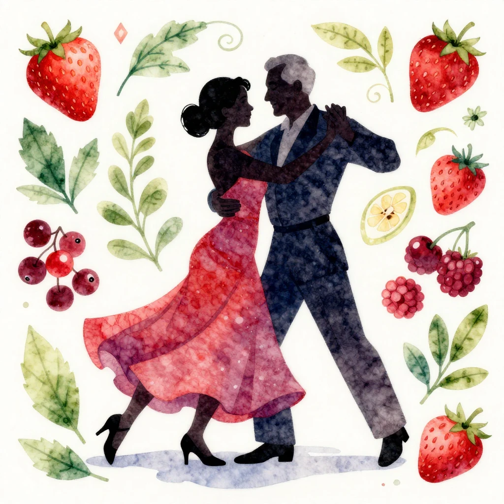 Vibrant watercolor style illustration of an elderly couple d...