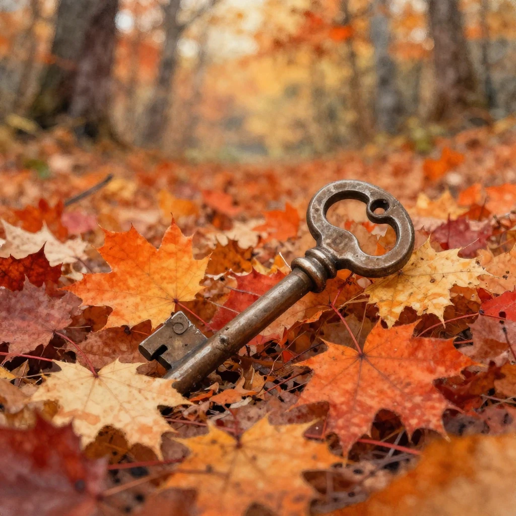 An artistic watercolor painting of a rustic, old key partial...