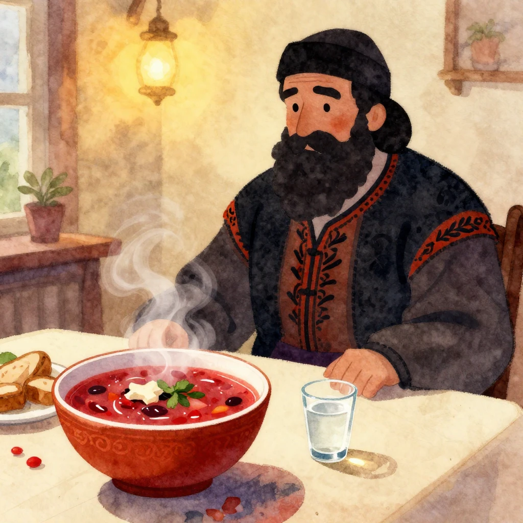 A vibrant watercolor illustration depicting a cozy, warm, an...