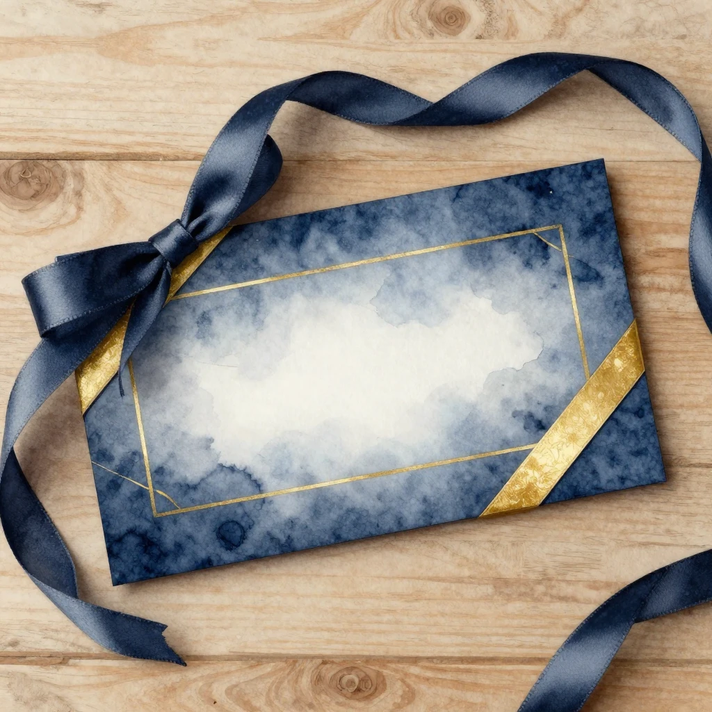 Watercolor style. A stylish gift certificate with a ribbon o...
