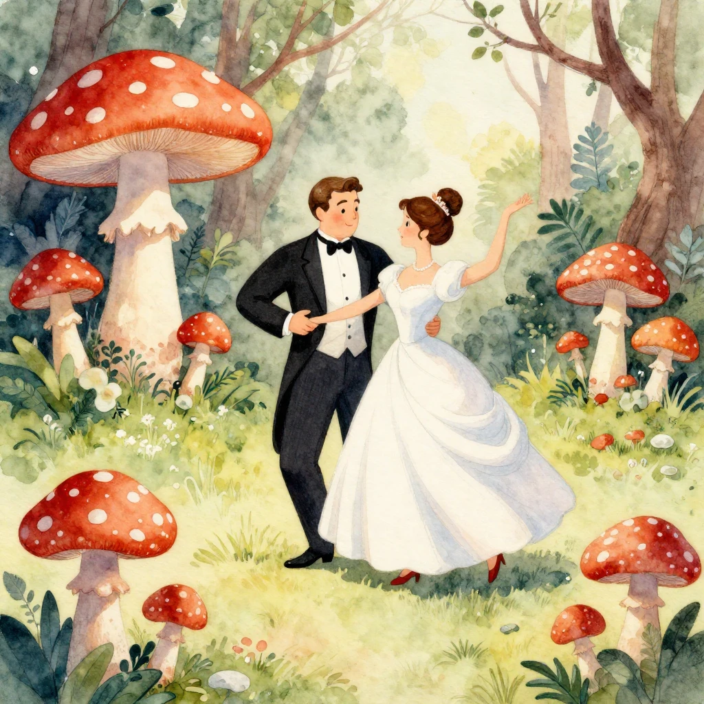 Vibrant watercolor illustration of anthropomorphic fly agari...