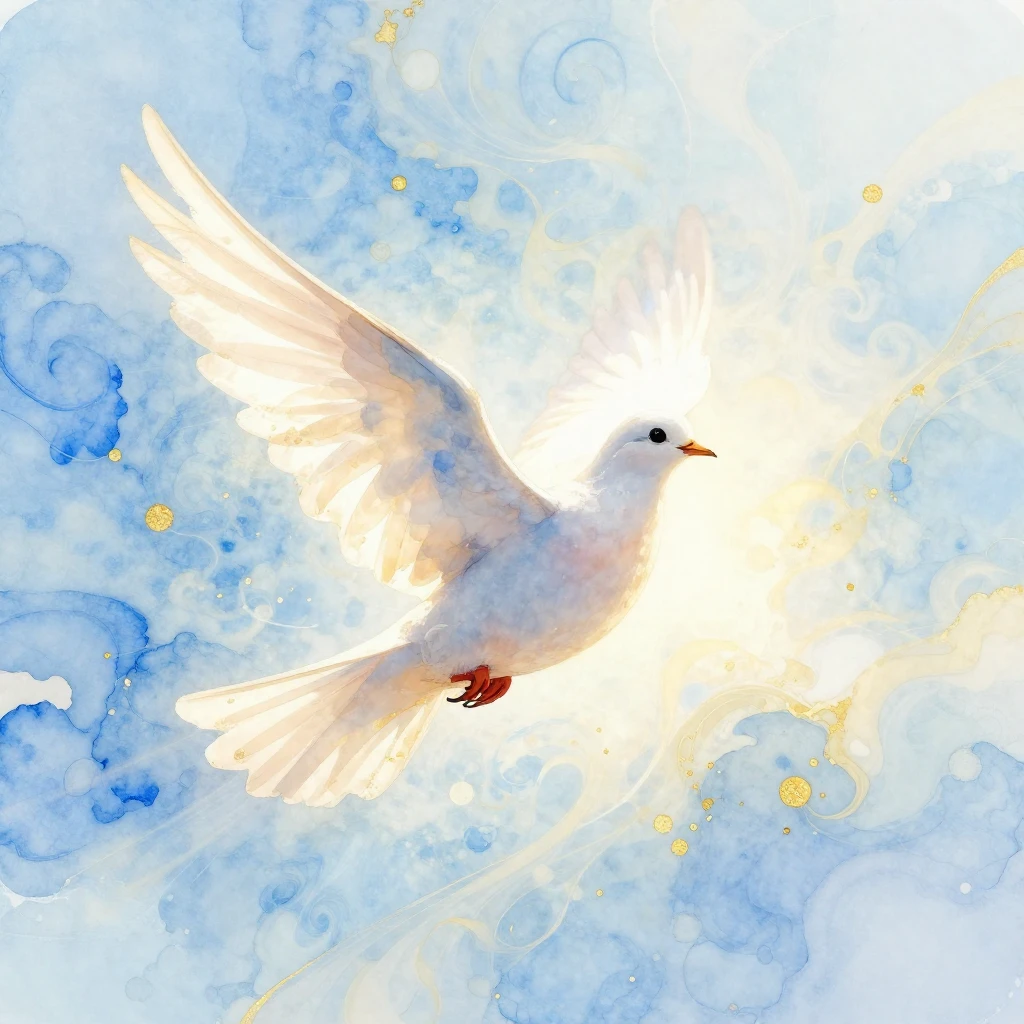 A vibrant watercolor illustration of a graceful bird, like a...