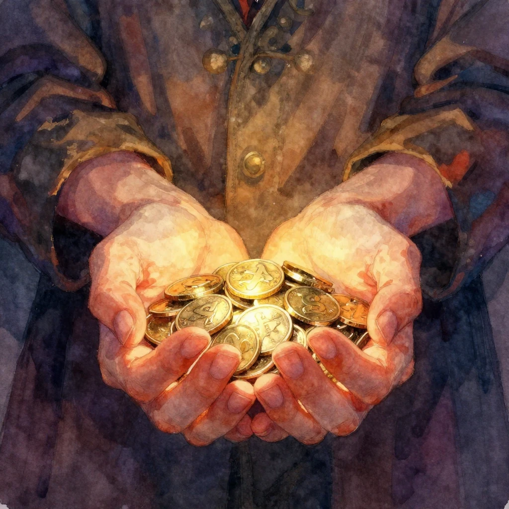 A solitary figure's hands, with long, grasping fingers, prot...