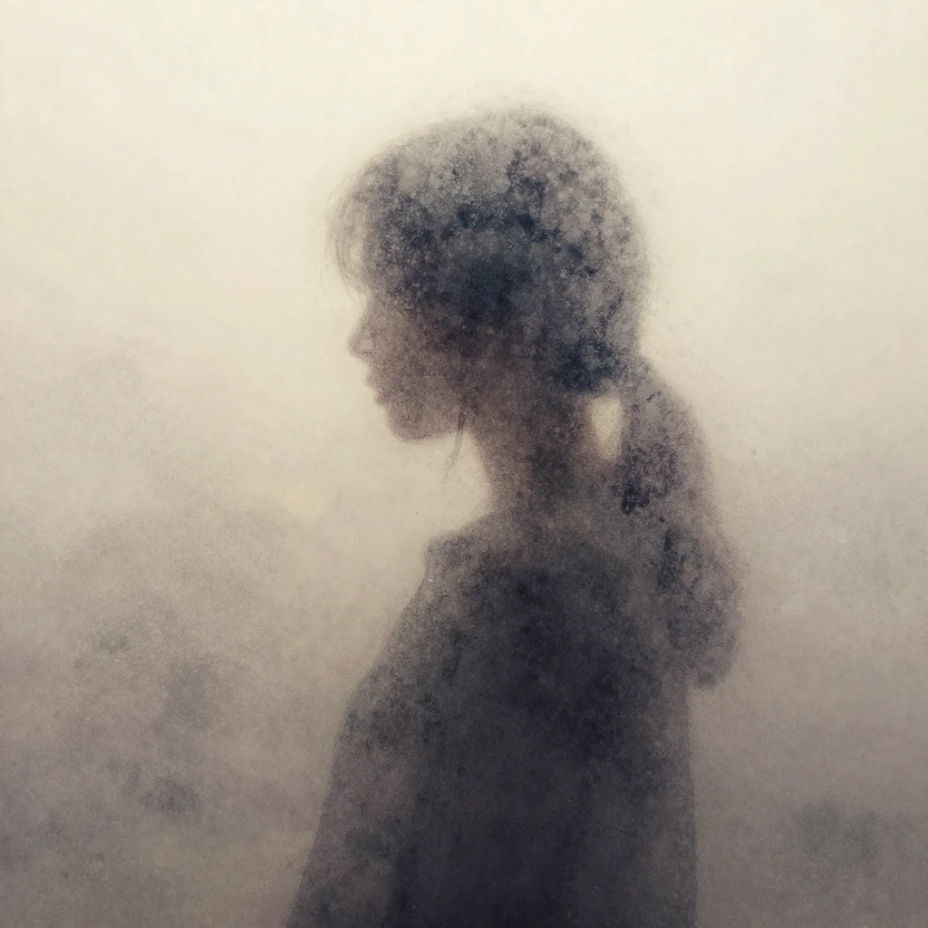 A person's silhouette drawing on a misted window, with a str...