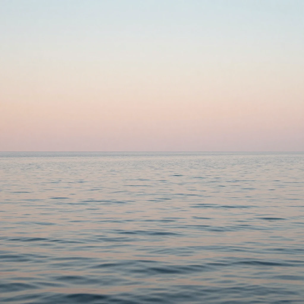 A serene landscape with gentle flowing water, soft pastel co...