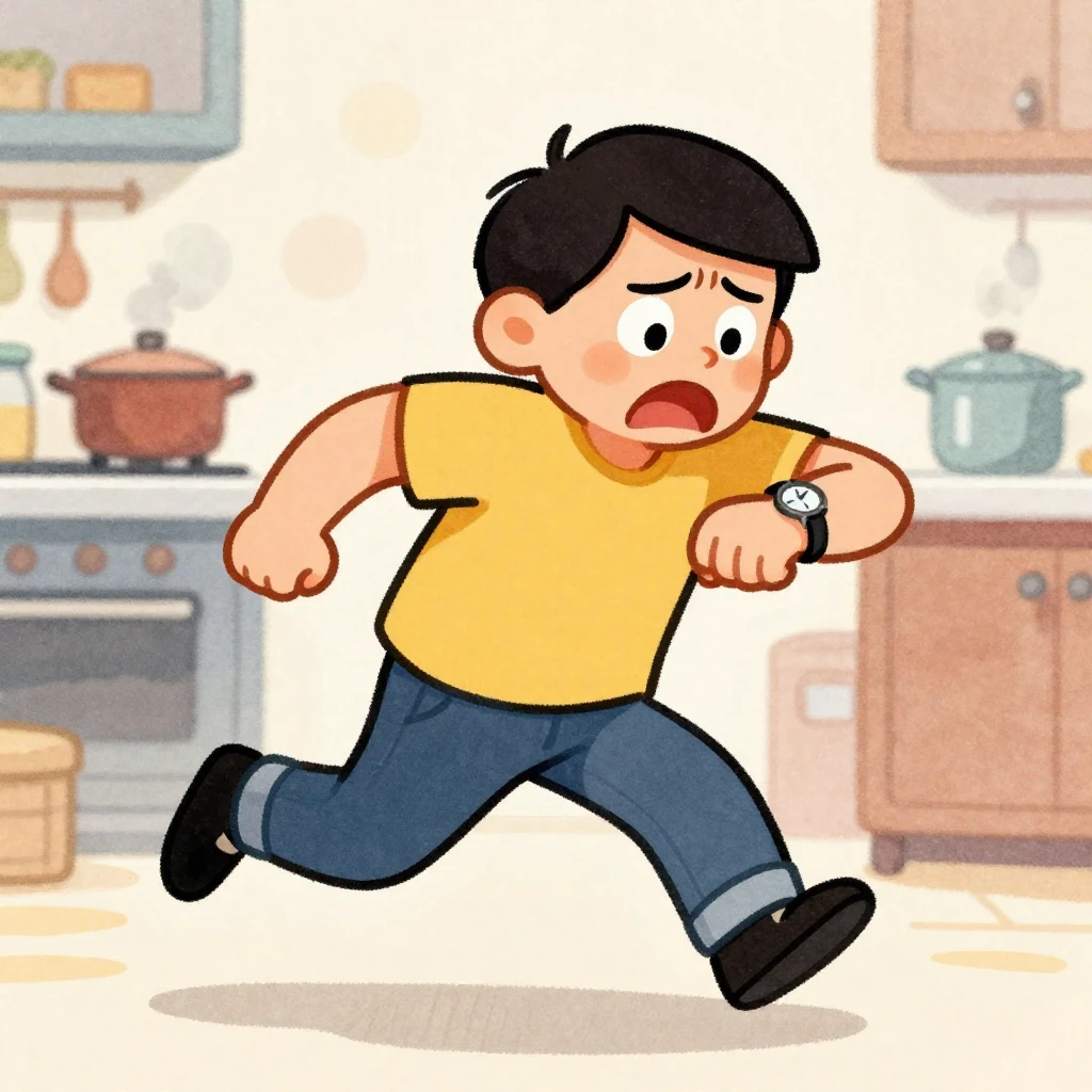 A comical watercolor and cartoon style illustration of a per...