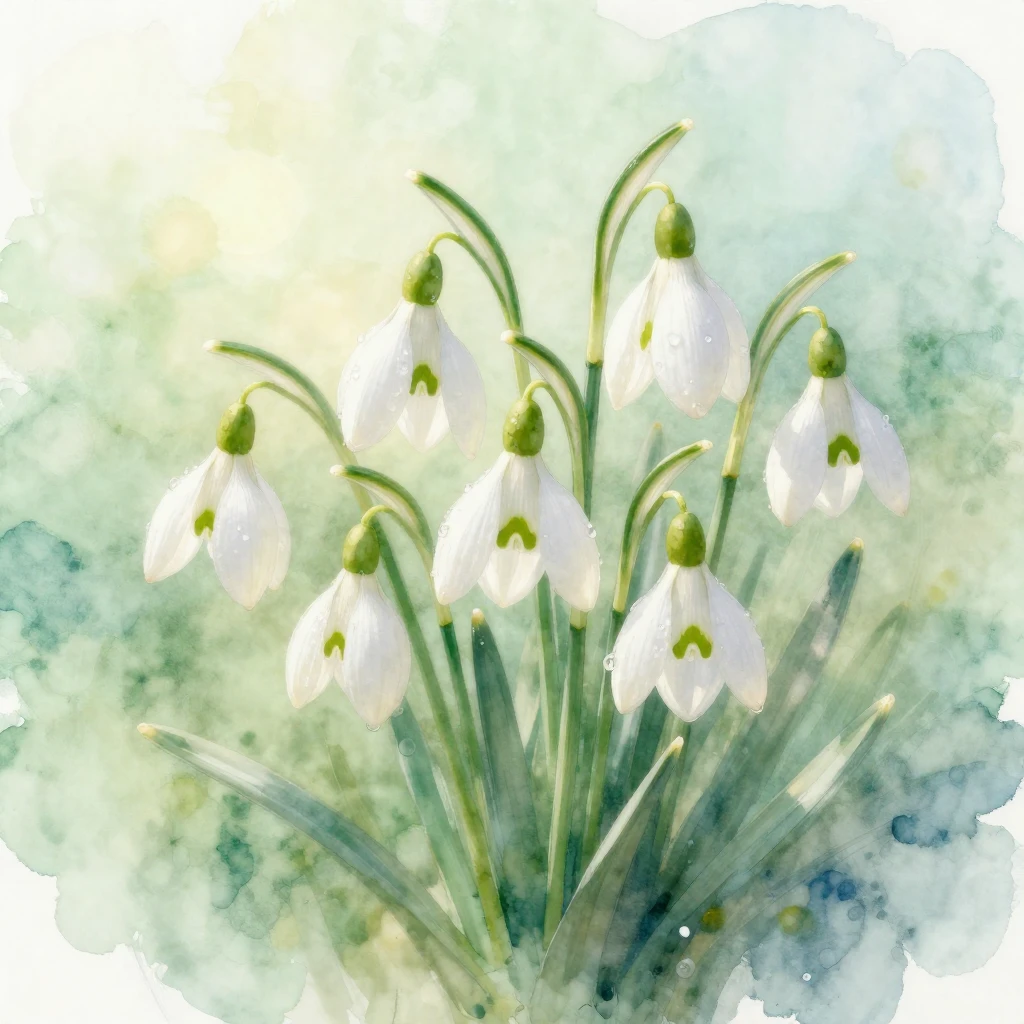 A delicate watercolor painting featuring a beautiful bouquet...