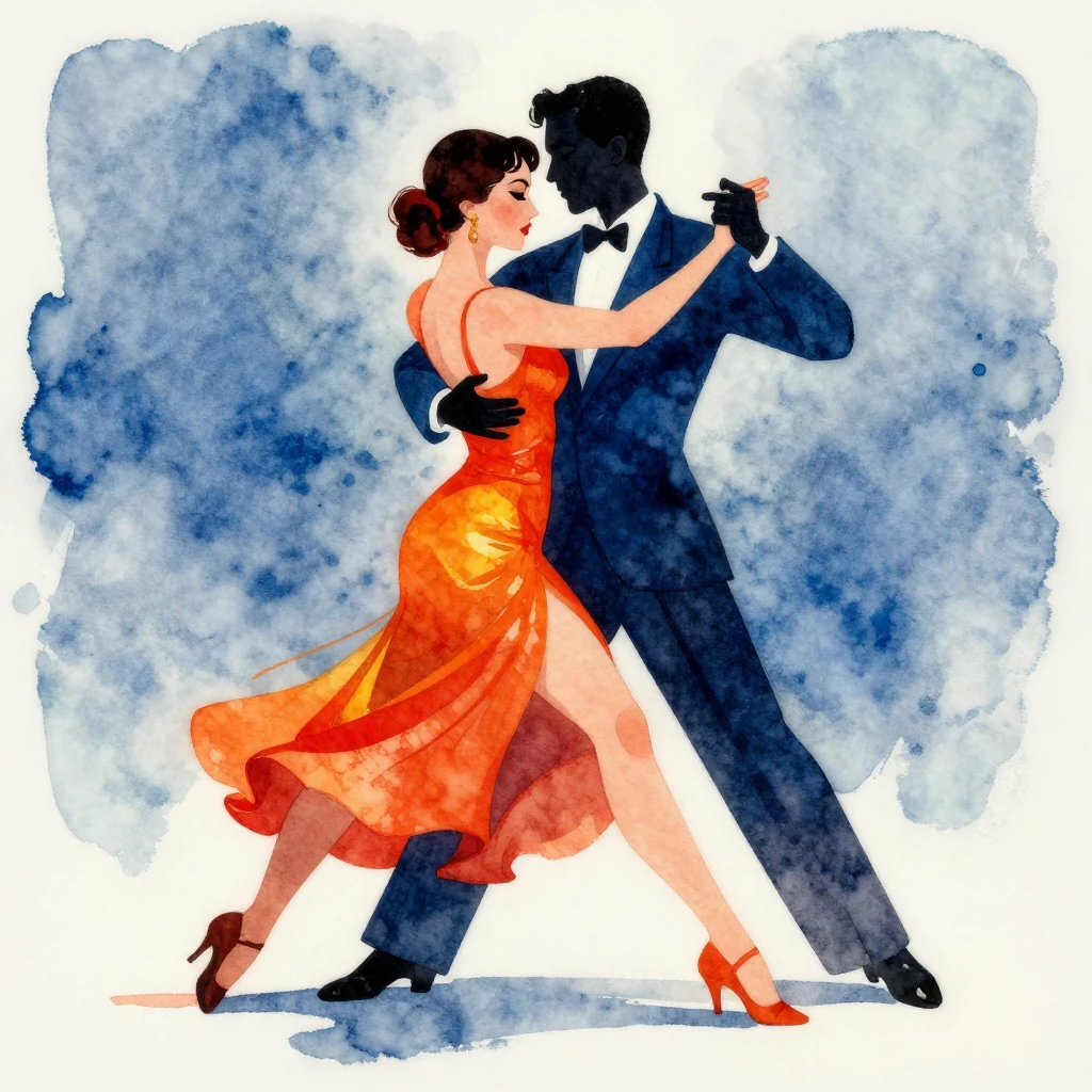A vibrant watercolor illustration in the style of a vintage ...