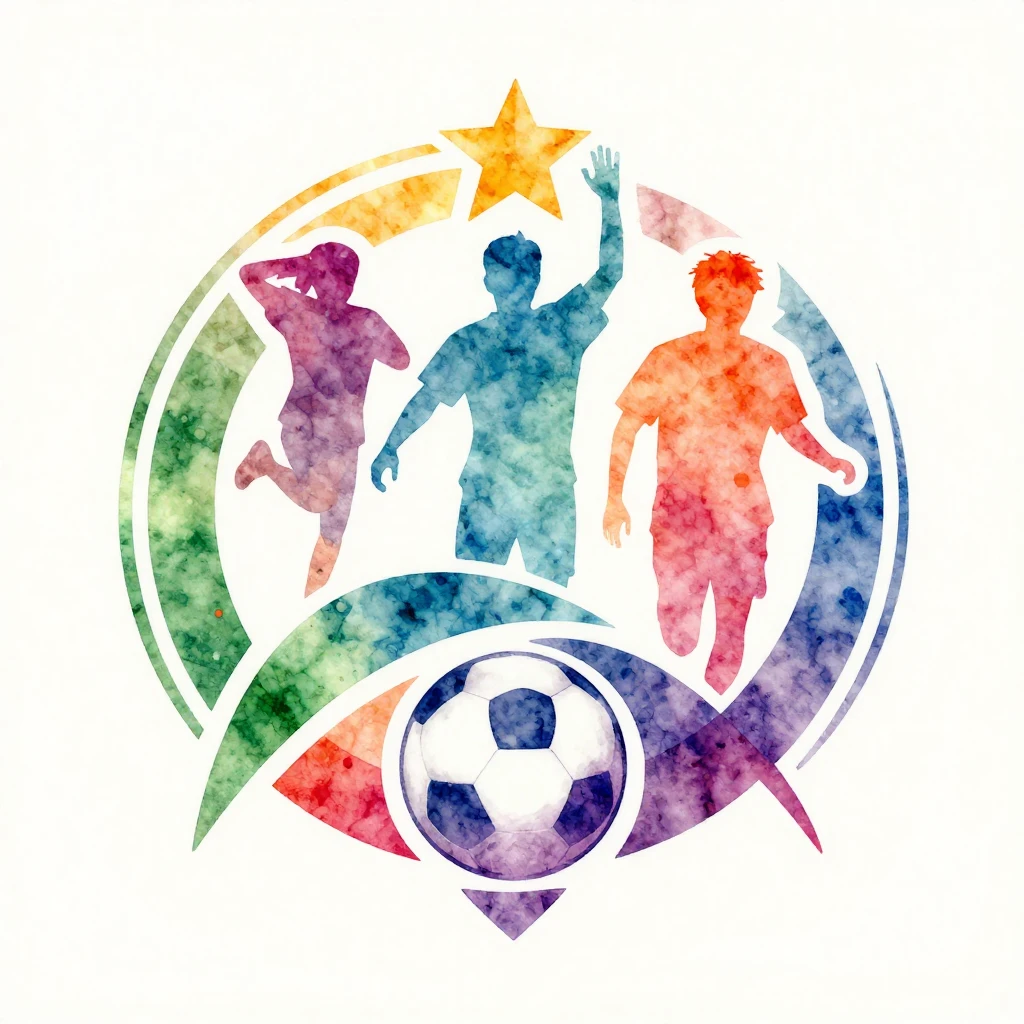 Vibrant watercolor style, stylized abstract emblem. Subtle e...