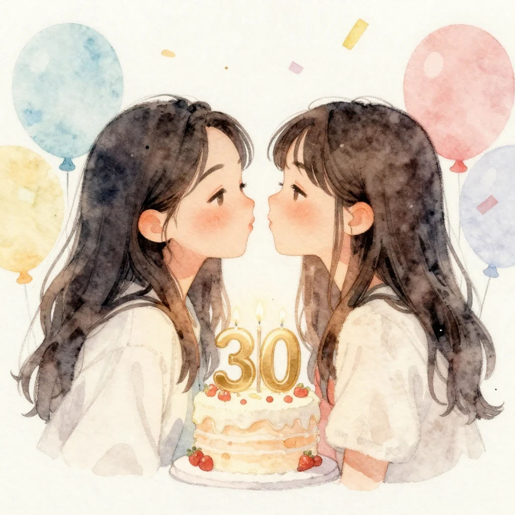 A watercolor painting of two best friends, one celebrating t...