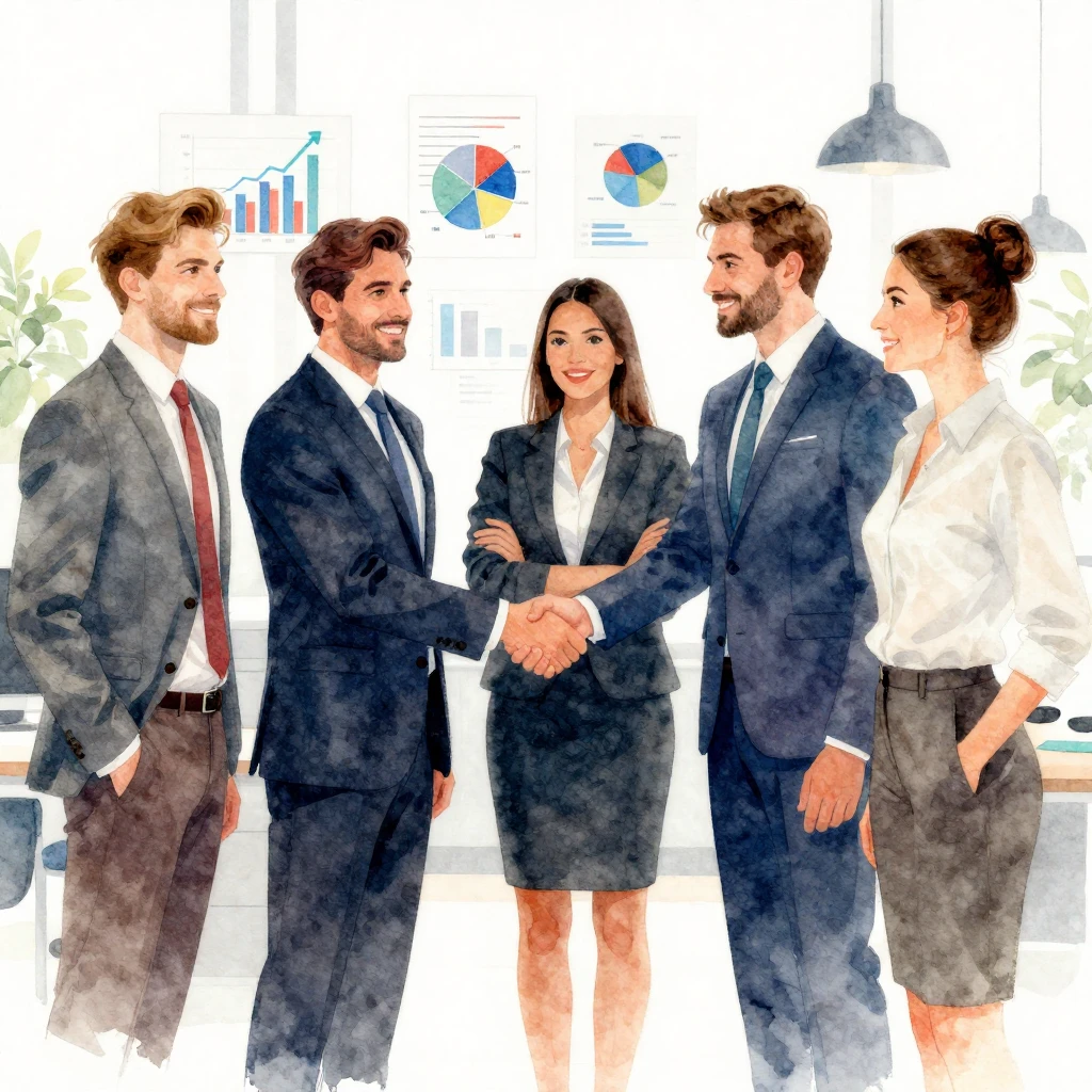 A group of business professionals celebrating a successful p...