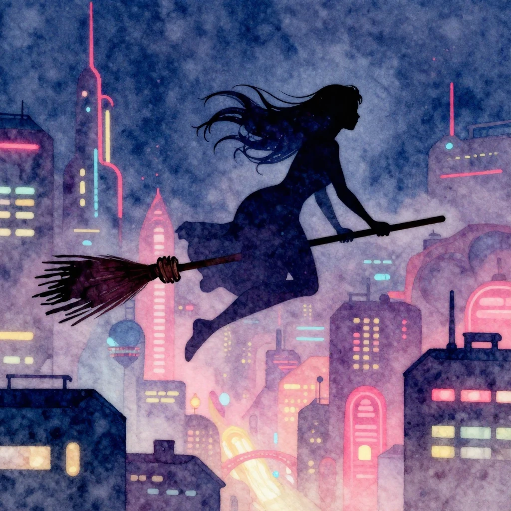 A vibrant watercolor painting in Frutiger Aero style, depict...