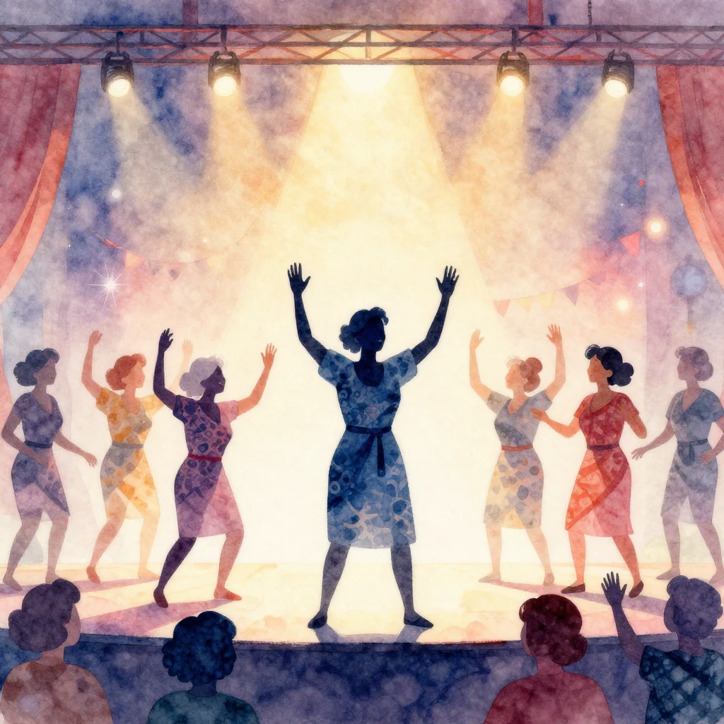 A vibrant watercolor illustration featuring energetic, silho...