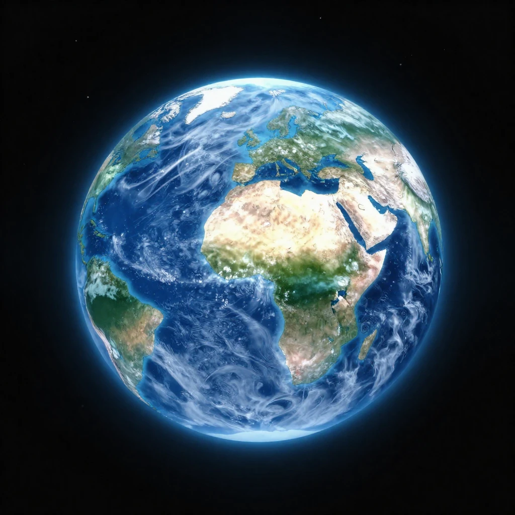 A stylized, glowing orb representing Earth, seen from a cosm...